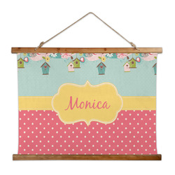 Easter Birdhouses Wall Hanging Tapestry - Wide (Personalized)