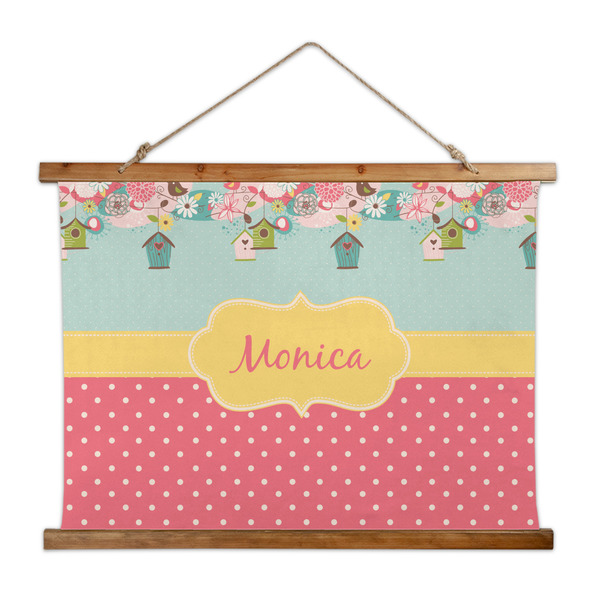 Custom Easter Birdhouses Wall Hanging Tapestry - Wide (Personalized)