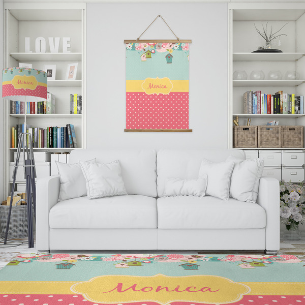 Easter Birdhouses Wall Hanging Tapestry - Portrait - IN CONTEXT