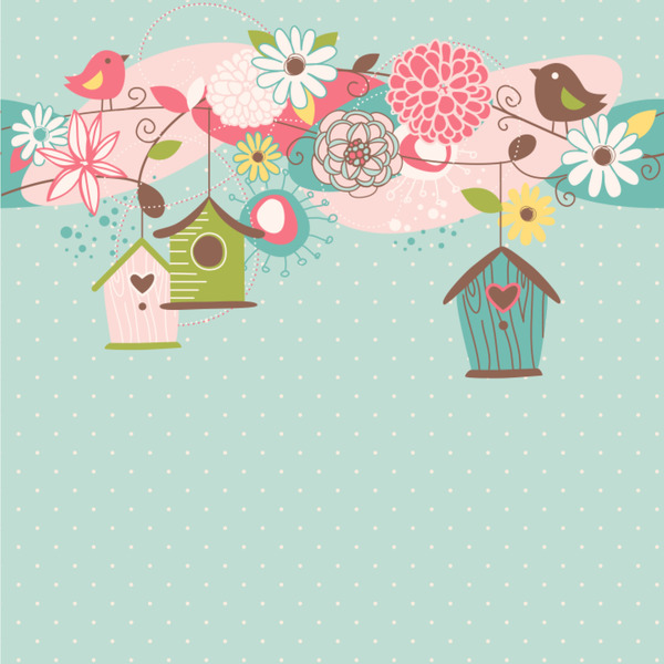 Custom Easter Birdhouses Wallpaper & Surface Covering (Water Activated 24"x 24" Sample)