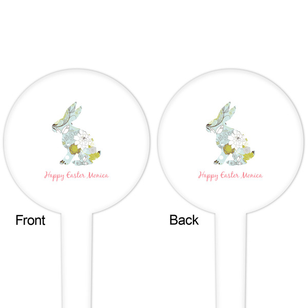 Easter Birdhouses White Plastic 4" Food Pick - Round - Double Sided - Front & Back