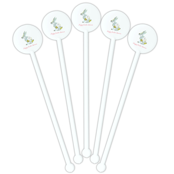 Easter Birdhouses White Plastic 5.5" Stir Stick - Fan View