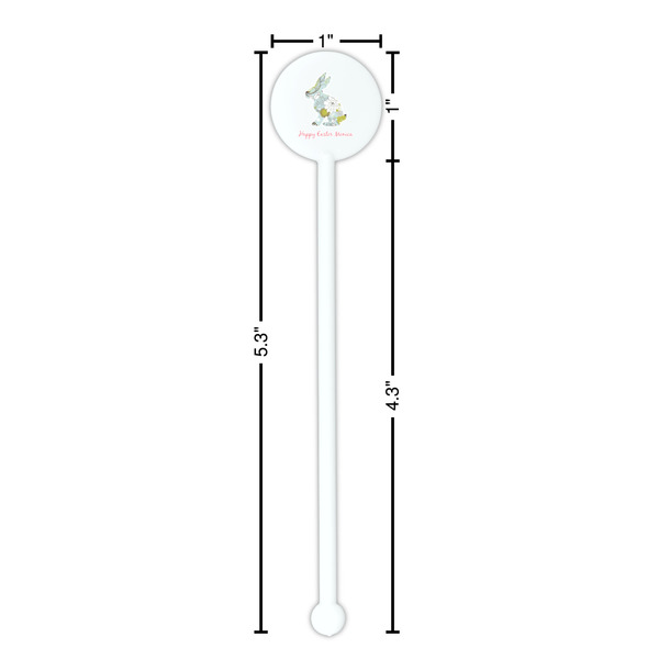 Easter Birdhouses White Plastic 5.5" Stir Stick - Round - Dimensions