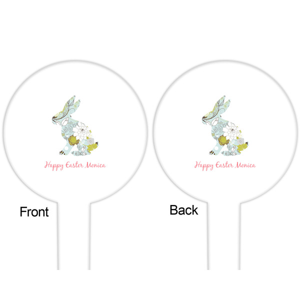 Easter Birdhouses White Plastic 6" Food Pick - Round - Double Sided - Front & Back