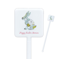Easter Birdhouses Square Plastic Stir Sticks - Single Sided (Personalized)