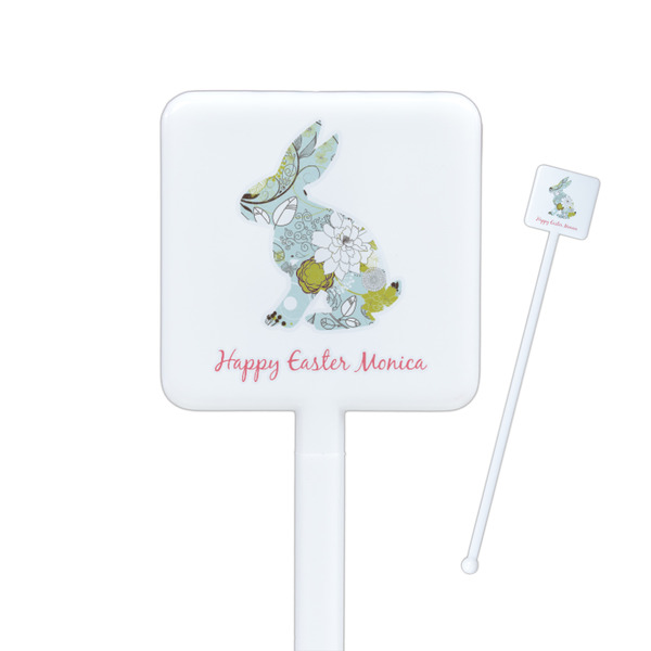 Custom Easter Birdhouses Square Plastic Stir Sticks (Personalized)