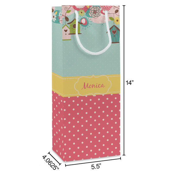 Easter Birdhouses Wine Gift Bag - Dimensions
