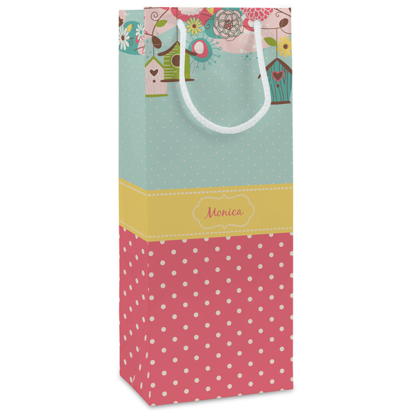 Custom Easter Birdhouses Wine Gift Bags (Personalized)