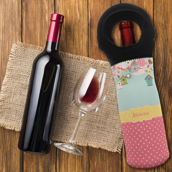 Easter Birdhouses Wine Tote Bag - FLATLAY