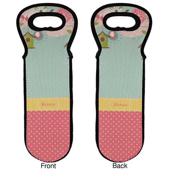 Easter Birdhouses Wine Tote Front & Back