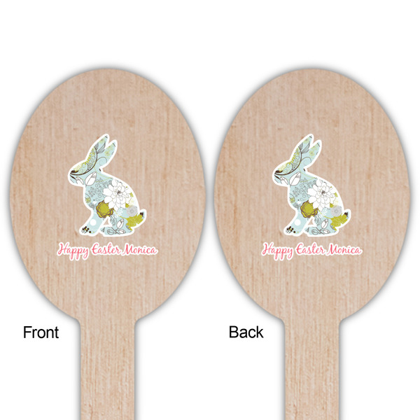 Easter Birdhouses Wooden Food Pick - Oval - Double Sided - Front & Back