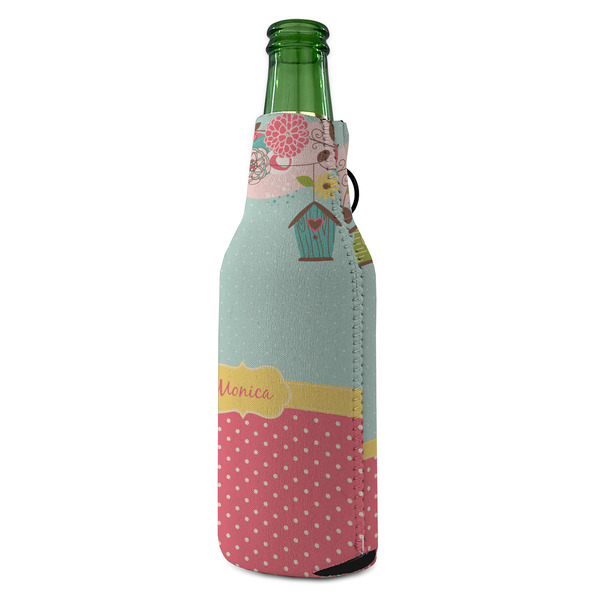 Easter Birdhouses Zipper Bottle Cooler - ANGLE (bottle)