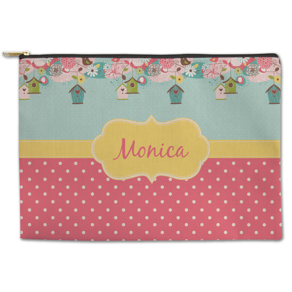 Custom Easter Birdhouses Zipper Pouch - Large - 12.5"x8.5" (Personalized)