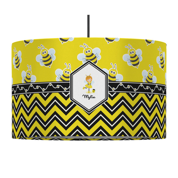 Buzzing Bee 12" Drum Lampshade - PENDANT (Fabric)