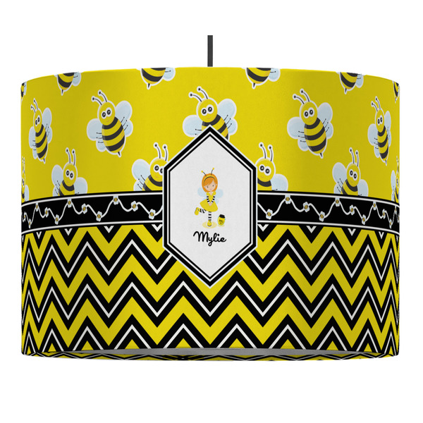 Custom Buzzing Bee 16" Drum Pendant Lamp - Fabric (Personalized)