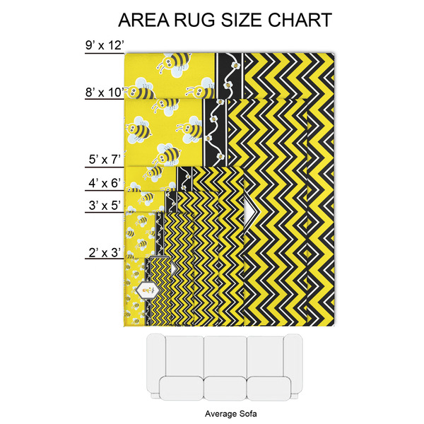 Buzzing Bee 2'x3' Indoor Area Rugs - Size Chart