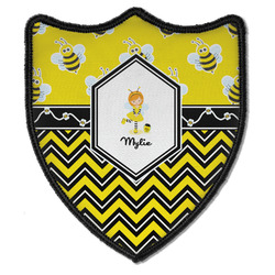 Buzzing Bee Iron On Shield Patch B w/ Name or Text
