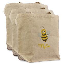 Buzzing Bee Reusable Cotton Grocery Bags - Set of 3 (Personalized)