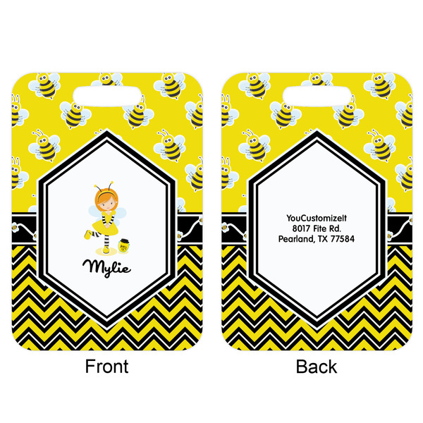 Buzzing Bee Aluminum Luggage Tag (Front + Back)
