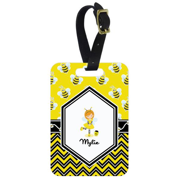 Custom Buzzing Bee Metal Luggage Tag w/ Name or Text