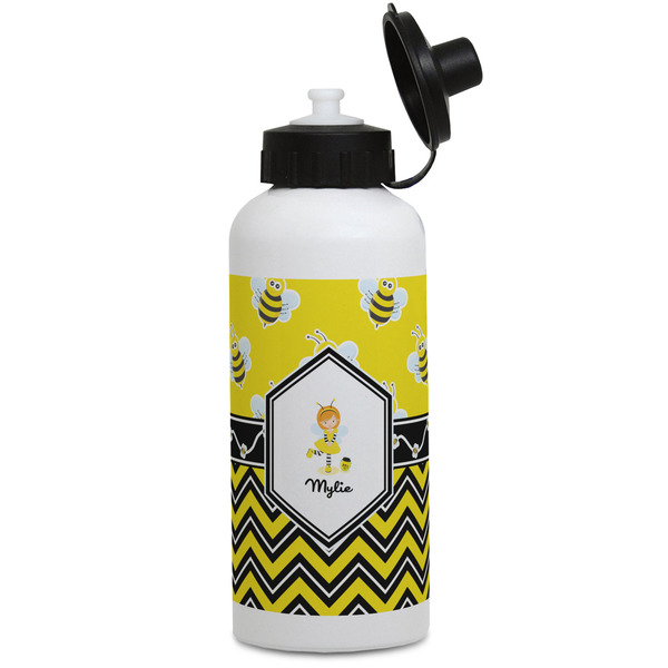 Custom Buzzing Bee Water Bottles - Aluminum - 20 oz - White (Personalized)