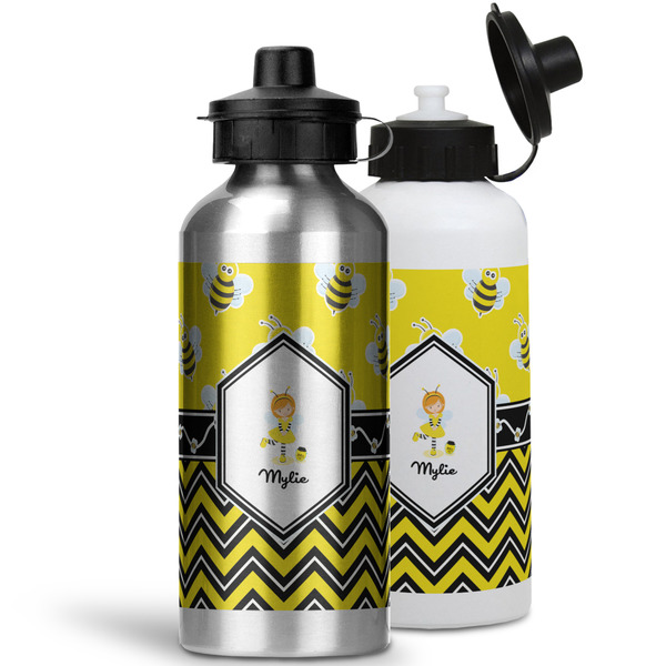 Buzzing Bee Aluminum Water Bottles - MAIN (white &silver)