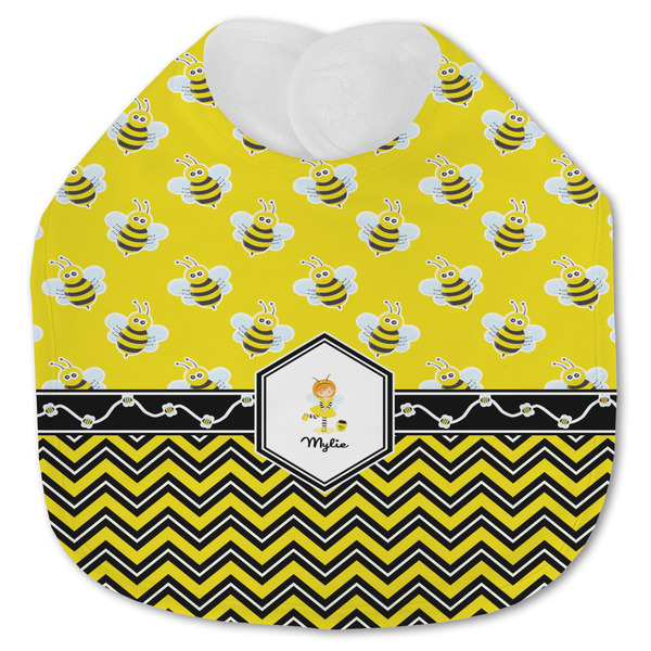 Custom Buzzing Bee Jersey Knit Baby Bib w/ Name or Text