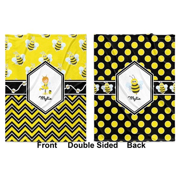 Buzzing Bee Baby Blanket (Double Sided - Printed Front and Back)