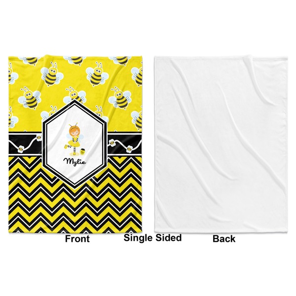 Buzzing Bee Baby Blanket (Single Side - Printed Front, White Back)