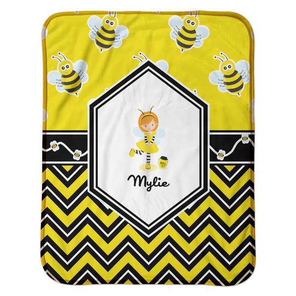 Buzzing Bee Baby Sherpa Blanket - Flat