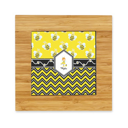 Buzzing Bee Bamboo Trivet with Ceramic Tile Insert (Personalized)