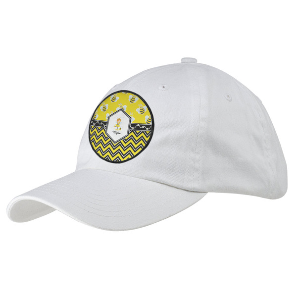 Custom Buzzing Bee Baseball Cap - White (Personalized)