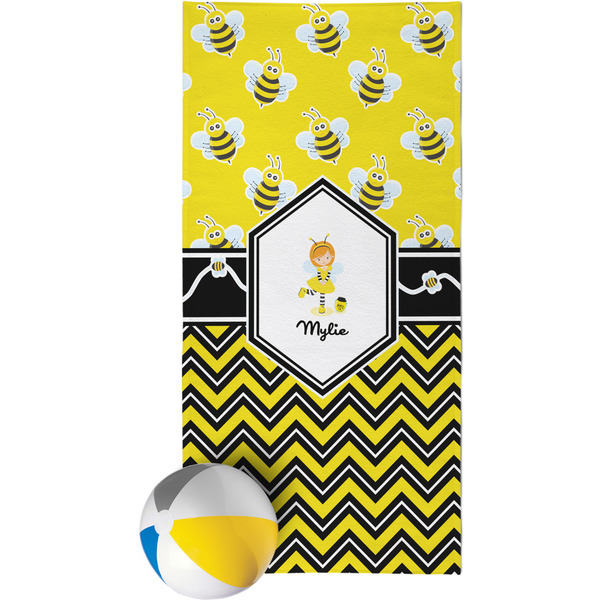 Custom Buzzing Bee Beach Towel (Personalized)