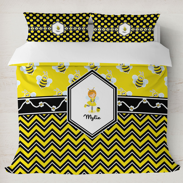 Custom Buzzing Bee Duvet Cover Set - King (Personalized)