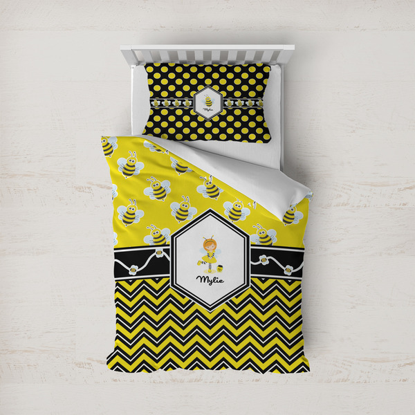 Custom Buzzing Bee Duvet Cover Set - Twin (Personalized)