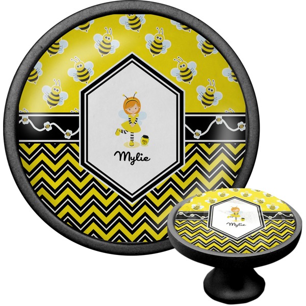 Custom Buzzing Bee Cabinet Knob (Black) (Personalized)