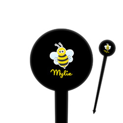 Buzzing Bee 4" Round Plastic Food Picks - Black - Double Sided (Personalized)
