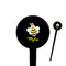Buzzing Bee 4" Round Plastic Food Picks - Black - Single Sided (Personalized)