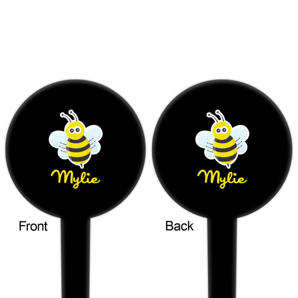 Buzzing Bee Black Plastic 4" Food Pick - Round - Double Sided - Front & Back