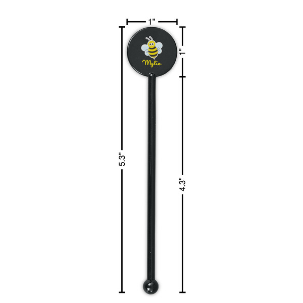 Buzzing Bee Black Plastic 5.5" Stir Stick - Round - Dimensions
