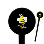 Buzzing Bee 6" Round Plastic Food Picks - Black - Double Sided (Personalized)