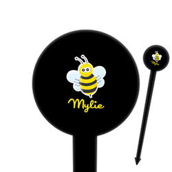 Buzzing Bee 6" Round Plastic Food Picks - Black - Double Sided (Personalized)