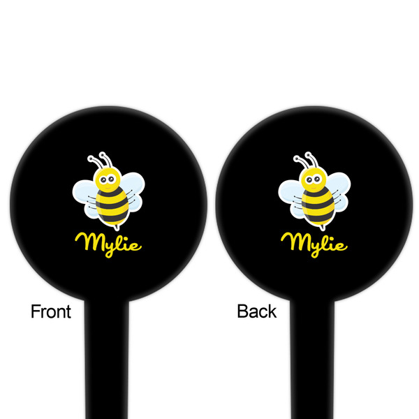 Buzzing Bee Black Plastic 6" Food Pick - Round - Double Sided - Front & Back