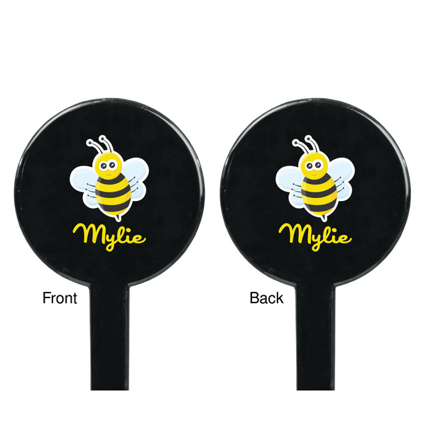 Buzzing Bee Black Plastic 7" Stir Stick - Double Sided - Round - Front & Back