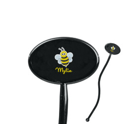 Buzzing Bee 7" Oval Plastic Stir Sticks - Black - Single Sided (Personalized)