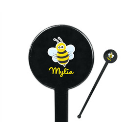 Buzzing Bee 7" Round Plastic Stir Sticks - Black - Single Sided (Personalized)