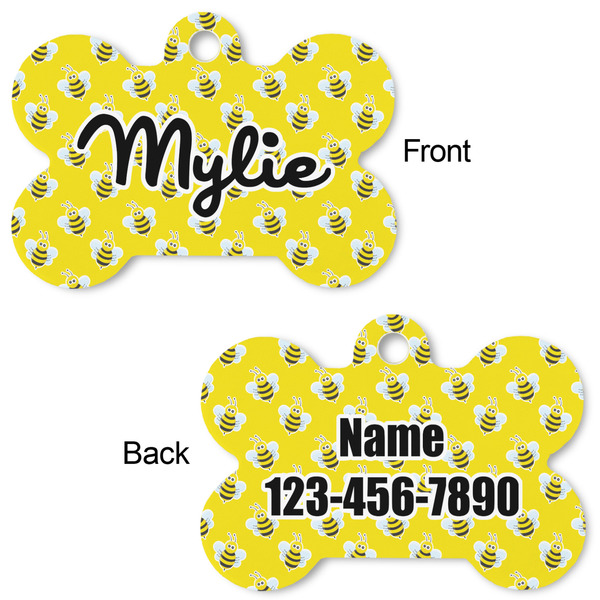 Buzzing Bee Bone Shaped Dog ID Tag - Large - Approval