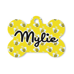 Buzzing Bee Bone Shaped Dog ID Tag - Small (Personalized)