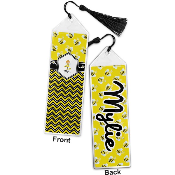 Buzzing Bee Bookmark with tassel - Front and Back