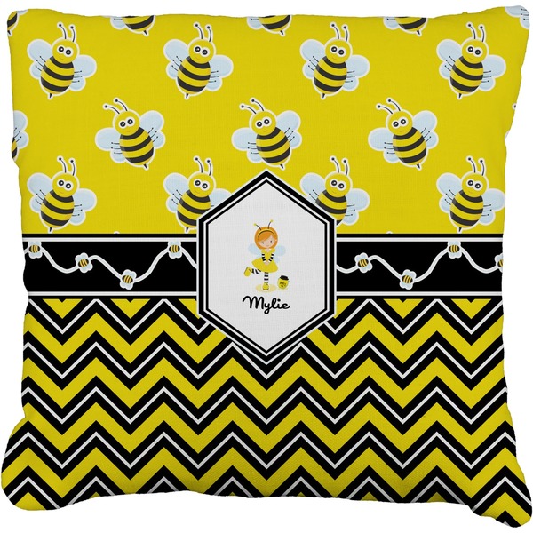 Custom Buzzing Bee Faux-Linen Throw Pillow 20" (Personalized)